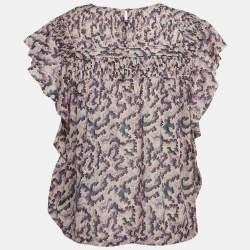 Isabel Marant Etoile Multicolor Printed Cotton Ruffled Ilayona Top M