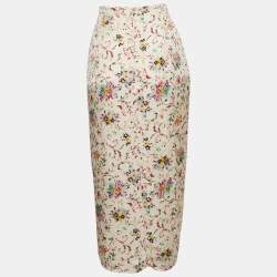 Isabel Marant Etoile Cream Floral Print Crepe Berthe Draped Skirt M