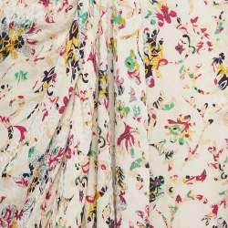 Isabel Marant Etoile Cream Floral Print Crepe Berthe Draped Skirt M