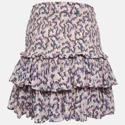 Pre Owned Isabel Marant Etoile Purple Printed Cotton Naomi Mini Skirt M