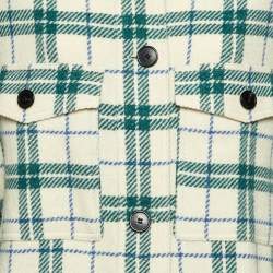 Pre Owned Isabel Marant Etoile Ivory White Faxon Plaid Wool Drop Shoulder Long Coat XS