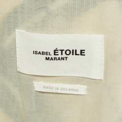 Pre Owned Isabel Marant Etoile Ivory White Faxon Plaid Wool Drop Shoulder Long Coat XS