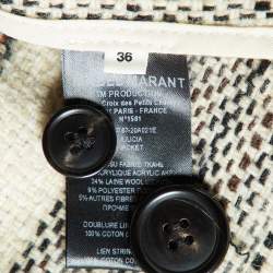 Isabel Marant Etoile Beige Patterned Tweed Open Front Long Jacket S