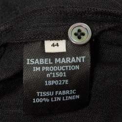 Pre Owned Isabel Marant Etoile Black Linen Ruffled Faux Wrap Dress M