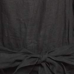 Pre Owned Isabel Marant Etoile Black Linen Ruffled Faux Wrap Dress M