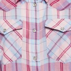 Isabel Marant Etoile Pink Plaid Cotton Puff Sleeve Bethany Shirt S