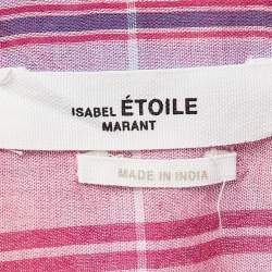 Isabel Marant Etoile Pink Plaid Cotton Puff Sleeve Bethany Shirt S