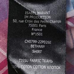 Isabel Marant Etoile Pink Plaid Cotton Puff Sleeve Bethany Shirt S