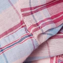 Isabel Marant Etoile Pink Plaid Cotton Puff Sleeve Bethany Shirt S