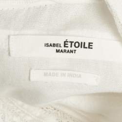 Pre Owned Isabel Marant Etoile White Stripe Cotton Lace Trim Ruffled Mini Dress L