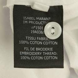 Pre Owned Isabel Marant Etoile White Stripe Cotton Lace Trim Ruffled Mini Dress L