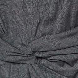 Pre Owned Isabel Marant Etoile Grey Plaid Wool Draped Short Dress M