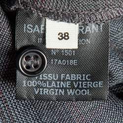 Pre Owned Isabel Marant Etoile Grey Plaid Wool Draped Short Dress M