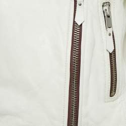 Isabel Marant Etoile Off White Leather Zip-Up Jacket S