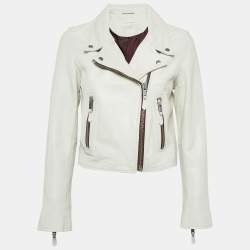 Isabel Marant Etoile Off White Leather Zip-Up Jacket S