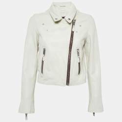 Isabel Marant Etoile Off White Leather Zip-Up Jacket S