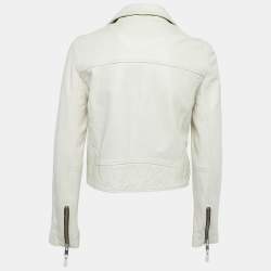 Isabel Marant Etoile Off White Leather Zip-Up Jacket S