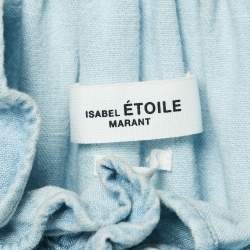 Isabel Marant Etoile Light Blue Denim Button Front Ruffled Blouse M