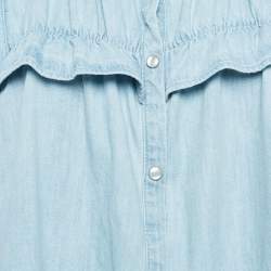 Isabel Marant Etoile Light Blue Denim Button Front Ruffled Blouse M