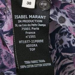 Isabel Marant Etoile Purple/Multicolor Floral Print Cotton Top S