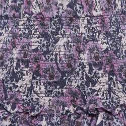 Isabel Marant Etoile Purple Floral Print Cotton Naomi Shirring Tiered Mini Skirt S