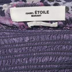 Isabel Marant Etoile Purple Floral Print Cotton Naomi Shirring Tiered Mini Skirt S