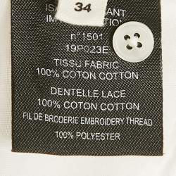 Pre Owned Isabel Marant Etoile White Embroidered Cotton Lace Trim Ruffle Detail Blouse XS