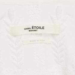Pre Owned Isabel Marant Etoile White Embroidered Cotton Lace Trim Ruffle Detail Blouse XS