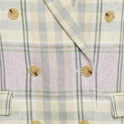 Pre Owned Isabel Marant Etoile Lavender/Cream Checked Line Sleeveless Jacket S