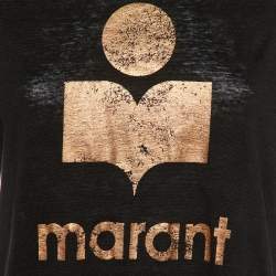 Isabel Marant Etoile Black Logo Print Linen Koldi T-Shirt M