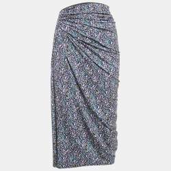 Isabel Marant Etoile Blue Jeldia Print Jersey Draped Midi Skirt M