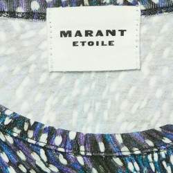 Isabel Marant Etoile Blue Jeldia Print Jersey Tie-Up Ruche Top XS