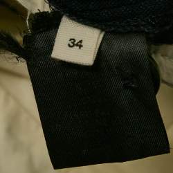 Isabel Marant Etoile Navy Blue Patterned Wool Trousers S