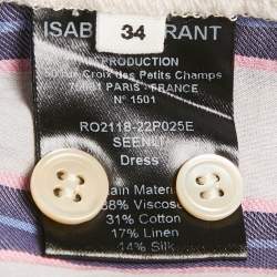 Isabel Marant Etoile White/Blue Stripe Cotton Blend Seenli Shirt Dress M