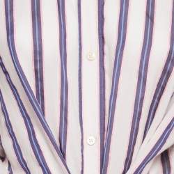 Isabel Marant Etoile White/Blue Stripe Cotton Blend Seenli Shirt Dress M