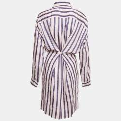 Isabel Marant Etoile White/Blue Stripe Cotton Blend Seenli Shirt Dress M