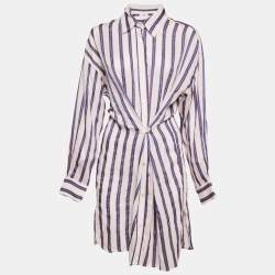 Isabel Marant Etoile White/Blue Stripe Cotton Blend Seenli Shirt Dress M