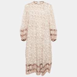 Isabel Marant Etoile Pink Printed Cotton Pleated Midi Dress L