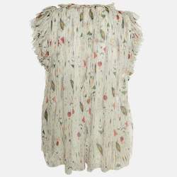 Isabel Marant Etoile White Printed Silk Erell Top S
