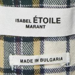 Pre Owned Isabel Marant Etoile Green Tartan Check Cotton Ruffled Blouse S