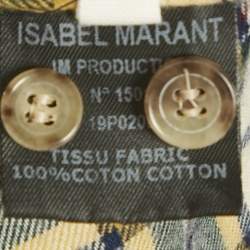 Pre Owned Isabel Marant Etoile Green Tartan Check Cotton Ruffled Blouse S