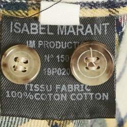 Pre Owned Isabel Marant Etoile Green Tartan Check Cotton Ruffled Blouse S