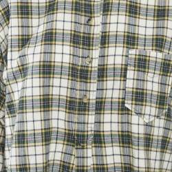 Pre Owned Isabel Marant Etoile Green Tartan Check Cotton Ruffled Blouse S