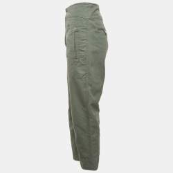 Isabel Marant Etoile Green Cotton Tapered Raluniae Trousers S