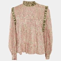 Isabel Marant Etoile Lilac Floral Print Cotton Voile Blouse S