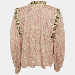 Isabel Marant Etoile Lilac Floral Print Cotton Voile Blouse S