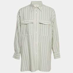 Pre Owned Isabel Marant Etoile Green Stripe Cotton Ajady Shirt S
