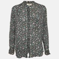 Isabel Marant Etoile Dark Green Printed Crepe Top XL