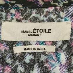 Isabel Marant Etoile Dark Green Printed Crepe Top XL