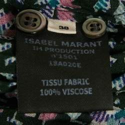 Isabel Marant Etoile Dark Green Printed Crepe Top XL